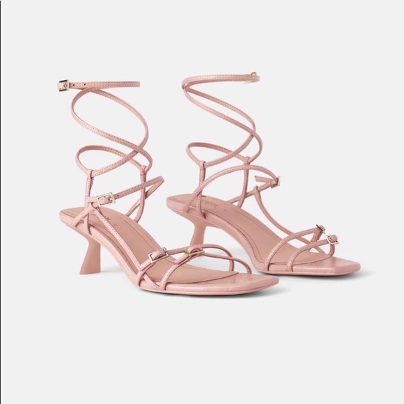 Zara Shoes - Zara strappy sandal with low heel in pink blogger style byfar